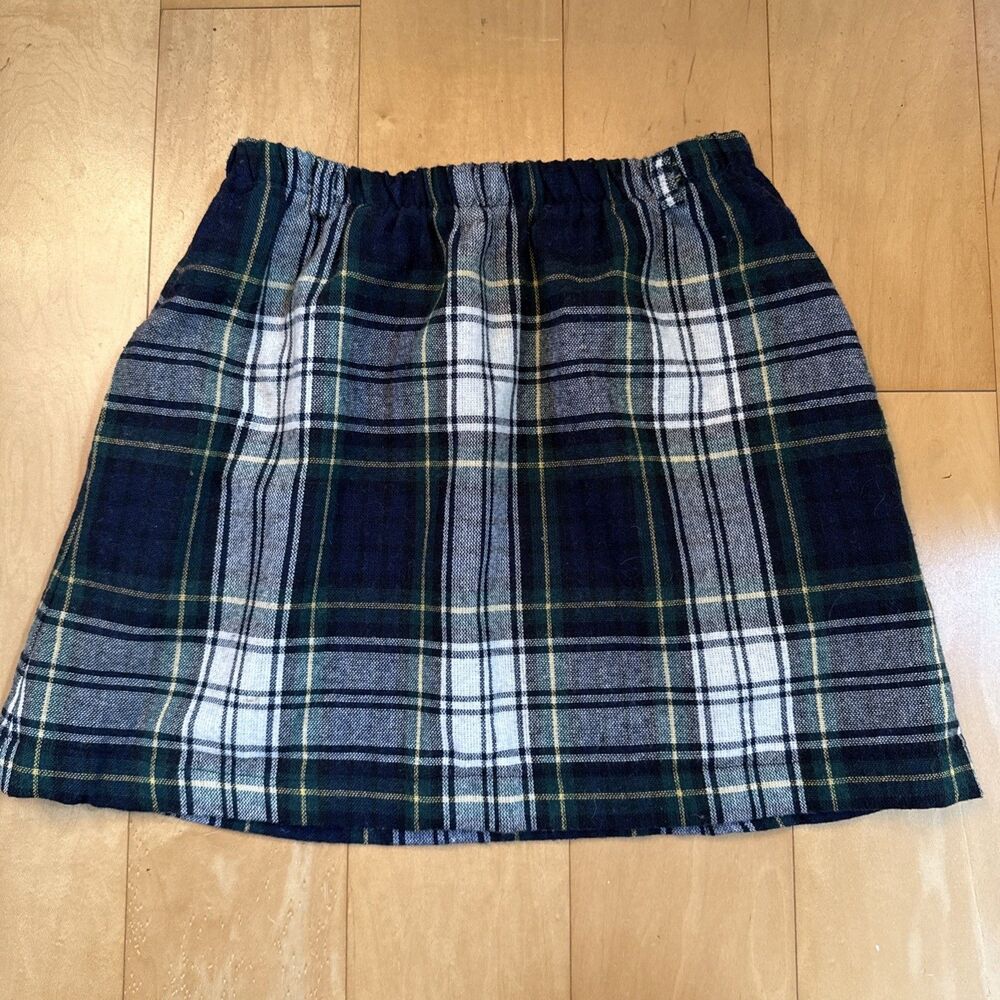 PLAID SKIRT WITH POCKETS wool Blend F Shay Made In USA Vintage Mini Size 14